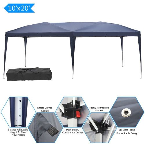 10'' x 20'' Home Use Outdoor Camping Waterproof Folding Tent with Carry Bag Blue 10'' x 20'' Home Use Outdoor Camping Waterproof Folding Tent with Carry Bag Blue